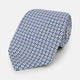 Pale Blue and Green Abstract Quatrefoil Foulard Printed Silk Tie OS