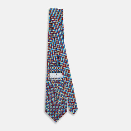 Tulip Red and Blue Abstract Quatrefoil Foulard Printed Silk Tie Image 3