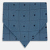 View 1 of product The Blue and Navy Concentric Square Printed Silk Cravat from Turnbull & Asser UK features a geometric blue and white design on a dark background, creating an optical illusion—an elegant wedding accessory.