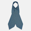 View 2 of product The Blue and Navy Concentric Square Printed Silk Cravat from Turnbull & Asser UK features a geometric blue and white design on a dark background, creating an optical illusion—an elegant wedding accessory.