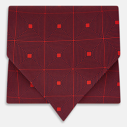 Tulip Red Concentric Diamond Printed Silk Cravat