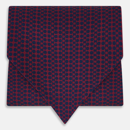 Burgundy Micro-Dot Bar Printed Silk Cravat