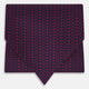 The Burgundy Micro-Dot Bar Printed Silk Cravat by Turnbull & Asser UK features a British style with a navy background, vertical red dots, and diagonal burgundy and navy stripes.
