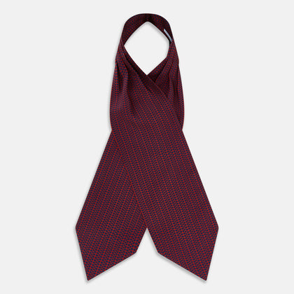 Red Micro-Dot Bar Printed Silk Cravat Image 1