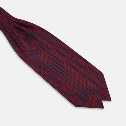Red Micro-Dot Bar Printed Silk Cravat Image 2