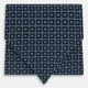 Geometric Navy Quatrefoil Motif Ascot Tie in Silk in navy blue with a repeating white and light blue geometric quatrefoil motif and fine grid lines.