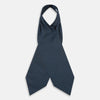View 2 of product Geometric Navy Quatrefoil Motif Ascot Tie in Silk in navy blue with a repeating white and light blue geometric quatrefoil motif and fine grid lines.