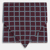 View 1 of product Turnbull & Asser UK Houndstooth Red Ascot Tie in silk, featuring a red printed houndstooth and windowpane check pattern of navy blue and white.