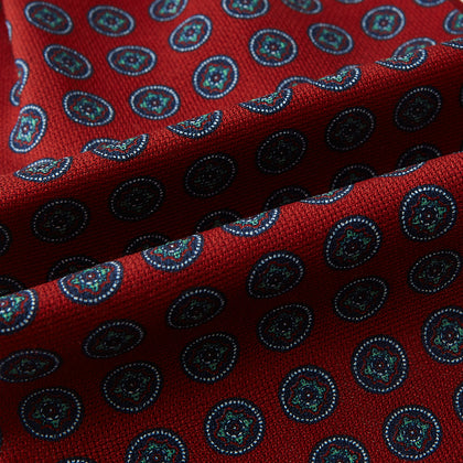 Red Rosette Medallion Printed Silk Cravat Image 3