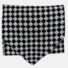 View 4 of product A folded Chequered Navy & White Silk Cravat by Turnbull & Asser UK, featuring a timeless diamond checkered pattern that channels classic British motoring elegance, displayed on a plain white background. Ideal as a double-sided silk accessory to elevate your ensemble for the Concours of Elegance 2026.
