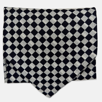 Chequered Navy & White Cravat in Silk Image 3