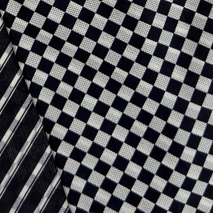 Chequered Navy & White Cravat in Silk Image 4