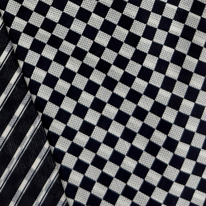 Chequered Navy & White Cravat in Silk Image 4