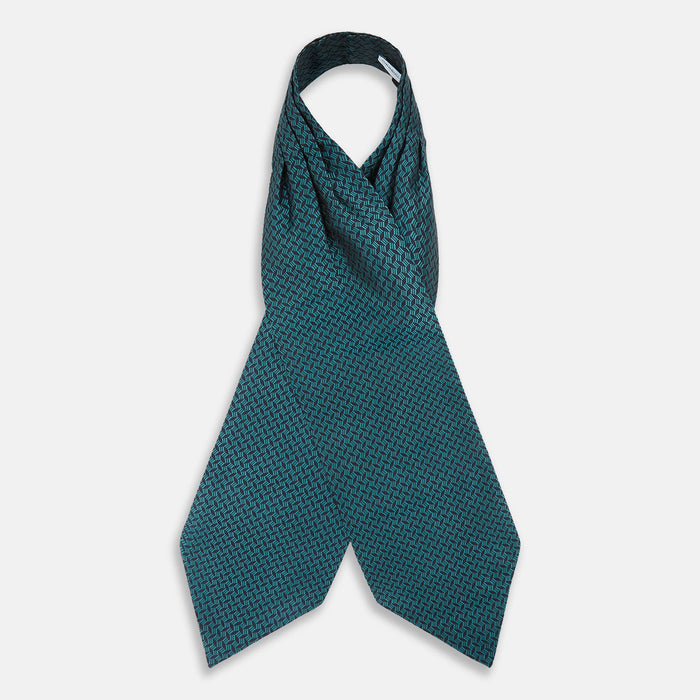 Turquoise Geometric Silk Cravat Image 1
