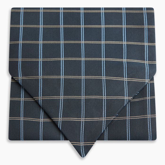 Navy Fine Double Check Silk Cravat Image 4