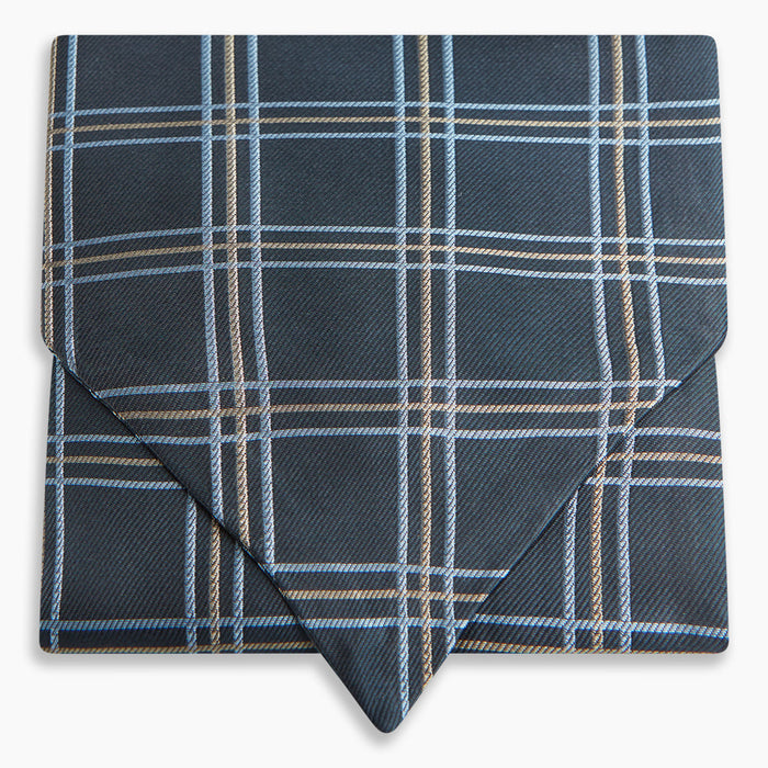 Navy Triple Check Silk Cravat Image 4