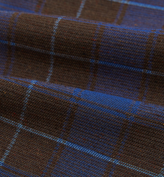Blue and Brown Tartan Silk Blend Cravat Image 3