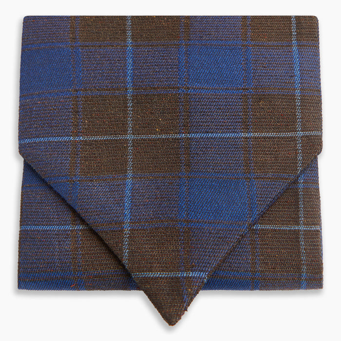 Blue and Brown Tartan Silk Blend Cravat Image 4
