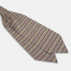 View 3 of product The Turnbull & Asser Brown Puppytooth Silk Cravat features a houndstooth pattern in brown, burgundy, and cream—evoking the refined elegance of a handmade accessory—displayed against a white background.