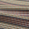 View 4 of product The Turnbull & Asser Brown Puppytooth Silk Cravat features a houndstooth pattern in brown, burgundy, and cream—evoking the refined elegance of a handmade accessory—displayed against a white background.
