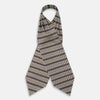 View 2 of product A folded pocket square with a houndstooth pattern in cream, brown, olive green, and burgundy with navy stripes—ideal for pairing with the Turnbull & Asser Brown Houndstooth Silk Cravat.