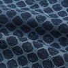 View 4 of product The Turnbull & Asser Navy Grid Silk Cravat features a textured hexagonal grid in dark and light blue on white—a refined, formal accessory perfect for any occasion.