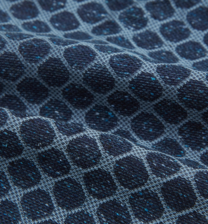 Navy Grid Silk Cravat Image 3