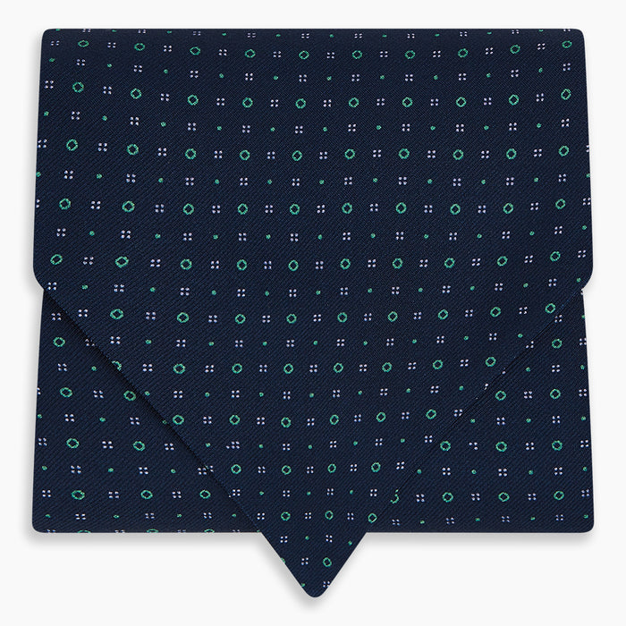Dark Navy Geometric Pin-Dot Printed Silk Cravat Image 4