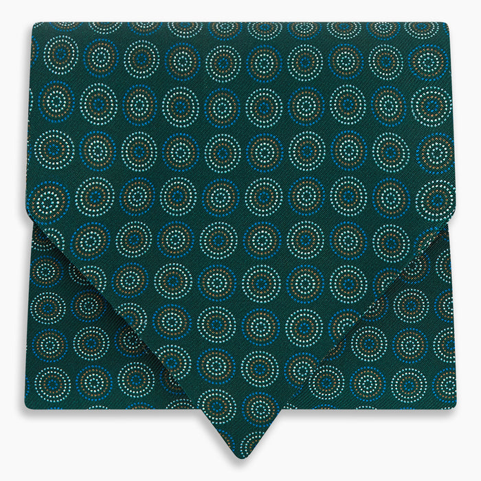 Forest Green Dotted Roundel Printed Silk Cravat Image 4