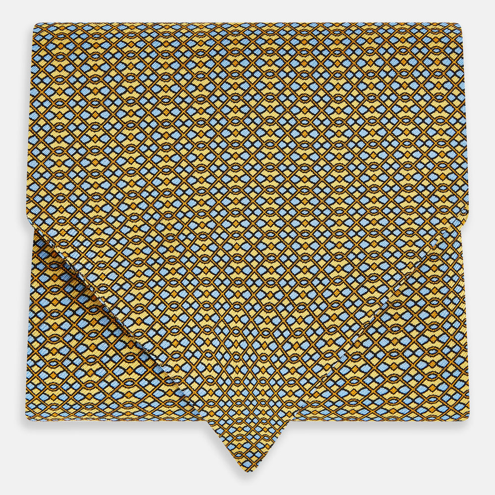 TIES ASCOTS MICRO SQUARED PRINTED SILK BANANA OS