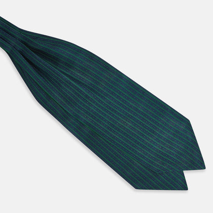 Forest Green Beaded Ticking Stripe Silk Cravat Image 2