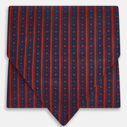 Red Beaded Ticking Stripe Printed Silk Cravat