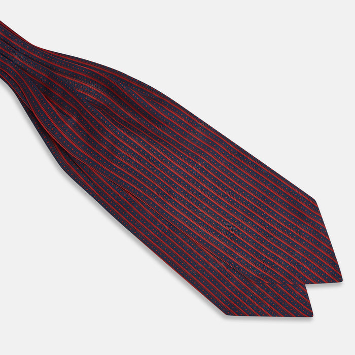 Red Beaded Ticking Stripe Printed Silk Cravat Image 2