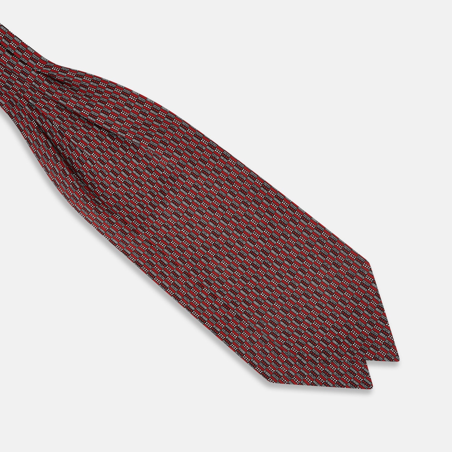 View 3 of product TIES ASCOTS GEOMETRIC RECTANGLES PRINTED SILK RED OS