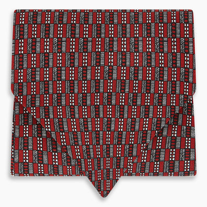 Red Hatched Mosaic Printed Silk Cravat Image 4