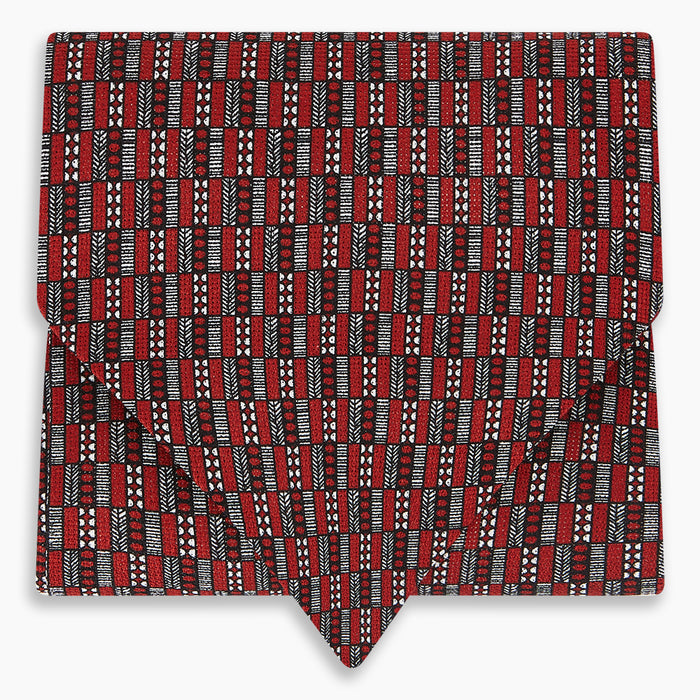 Red Hatched Mosaic Printed Silk Cravat Image 4