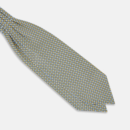 Citrus Yellow Abstract Quatrefoil Foulard Printed Silk Cravat Image 2