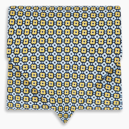 Citrus Yellow Abstract Quatrefoil Foulard Printed Silk Cravat Image 4