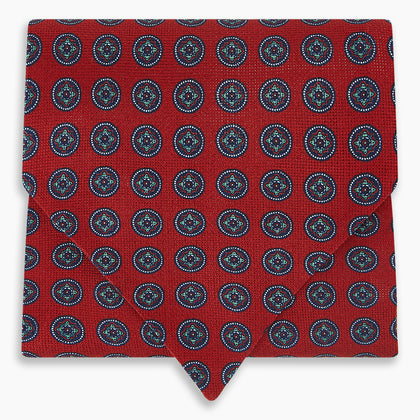 Red Rosette Medallion Printed Silk Cravat Image 4