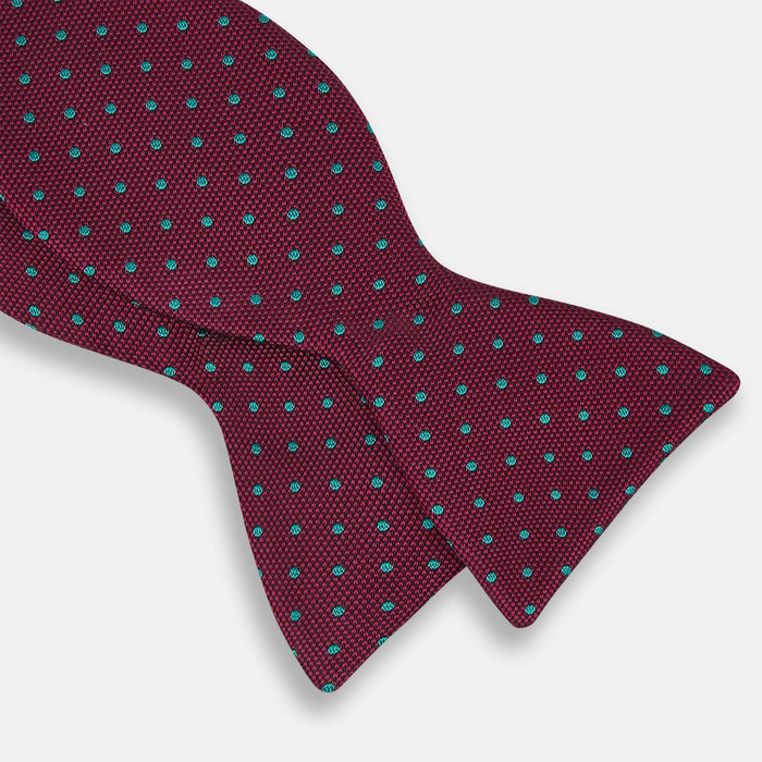Green and Magenta Spot Silk Bow Tie Image 2