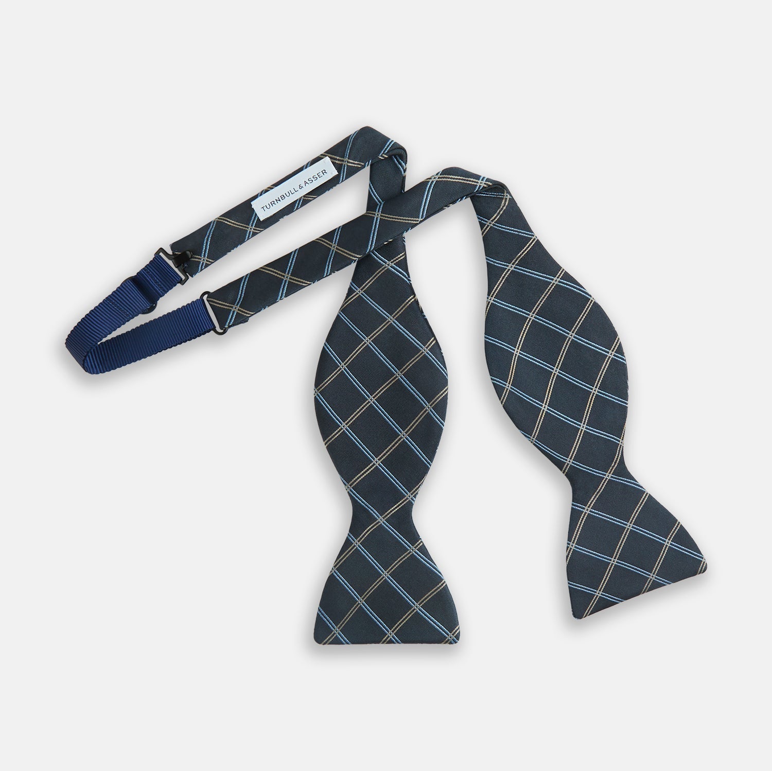 Image 2 of product Navy Triple Check Silk Bow Tie
