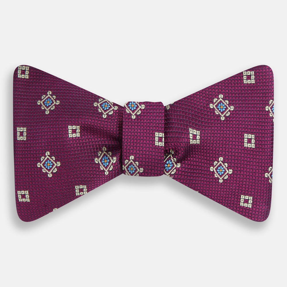 Magenta Motif Silk Bow Tie