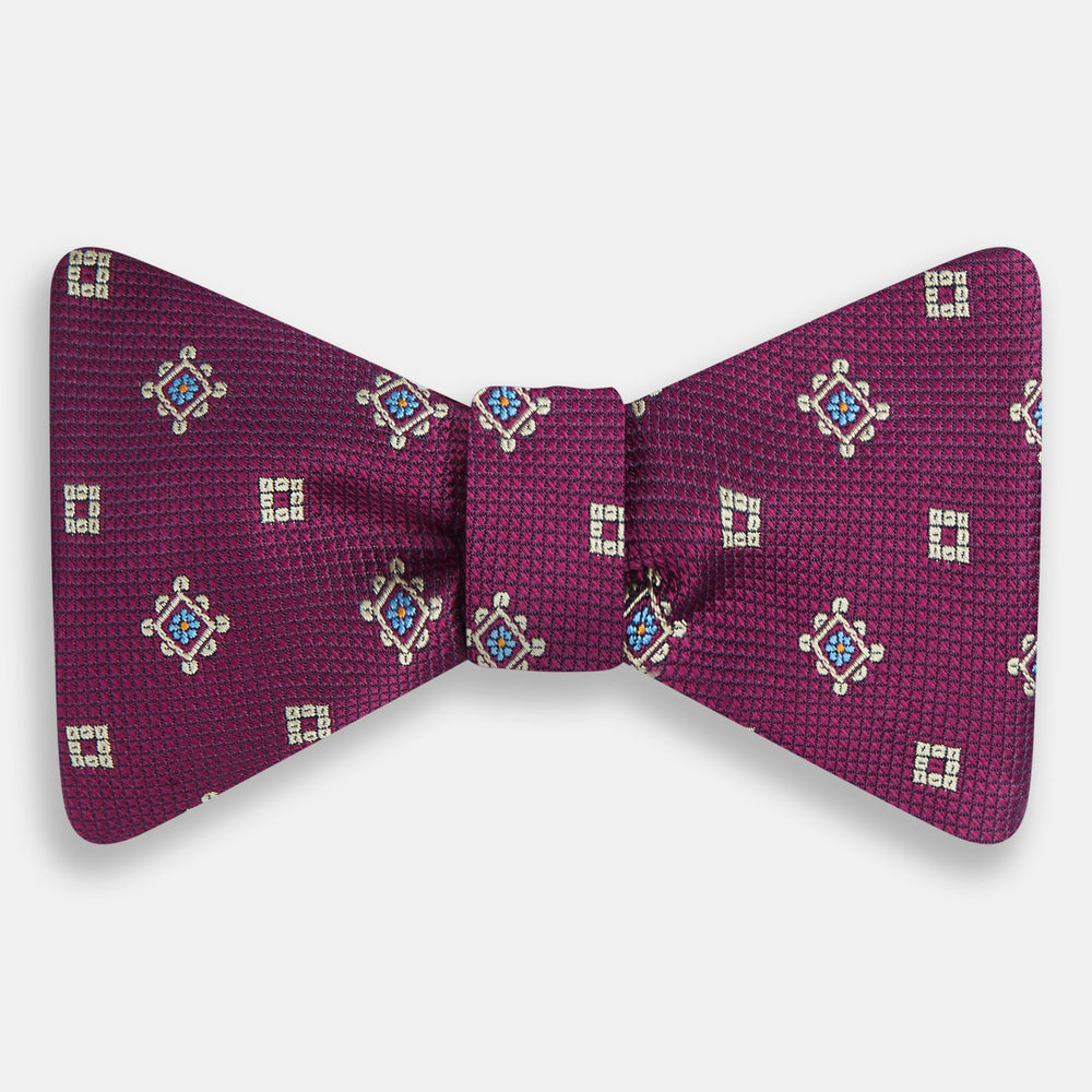 Magenta Motif Silk Bow Tie
