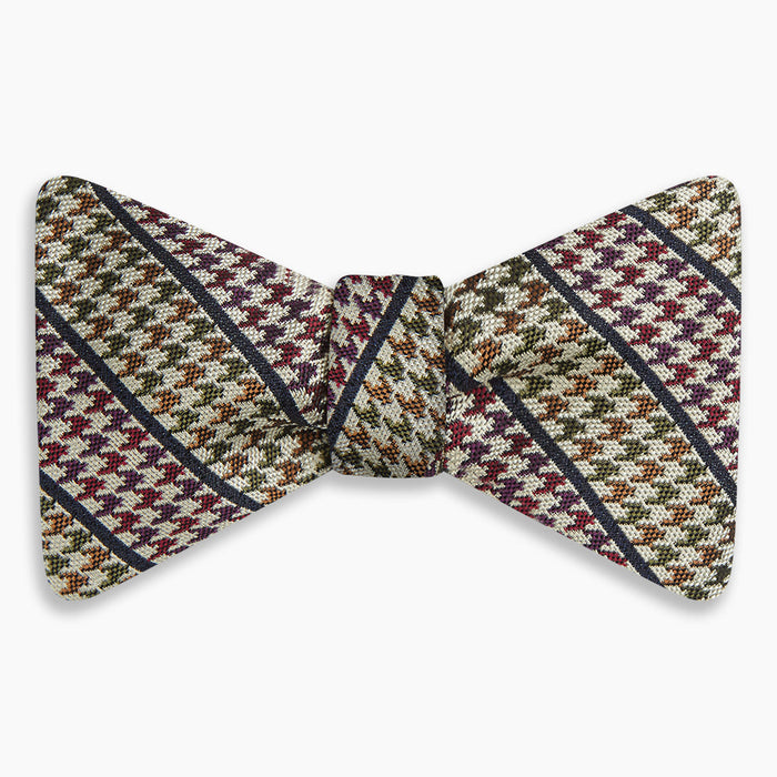 Brown Puppytooth Stripe Silk Bow Tie Image 3
