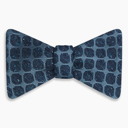 Navy Grid Silk Bow Tie Image 3
