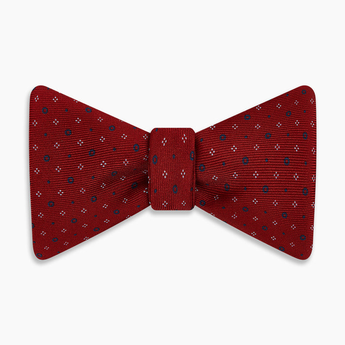 Red Geometric Pin-Dot Printed Silk Bow Tie Image 3