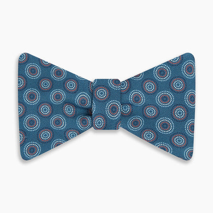 Blue Dotted Roundel Printed Silk Bow Tie Image 2