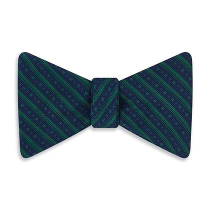 GREEN AND NAVY STRIPES AND DOTS SILK BOW TIE Image 3
