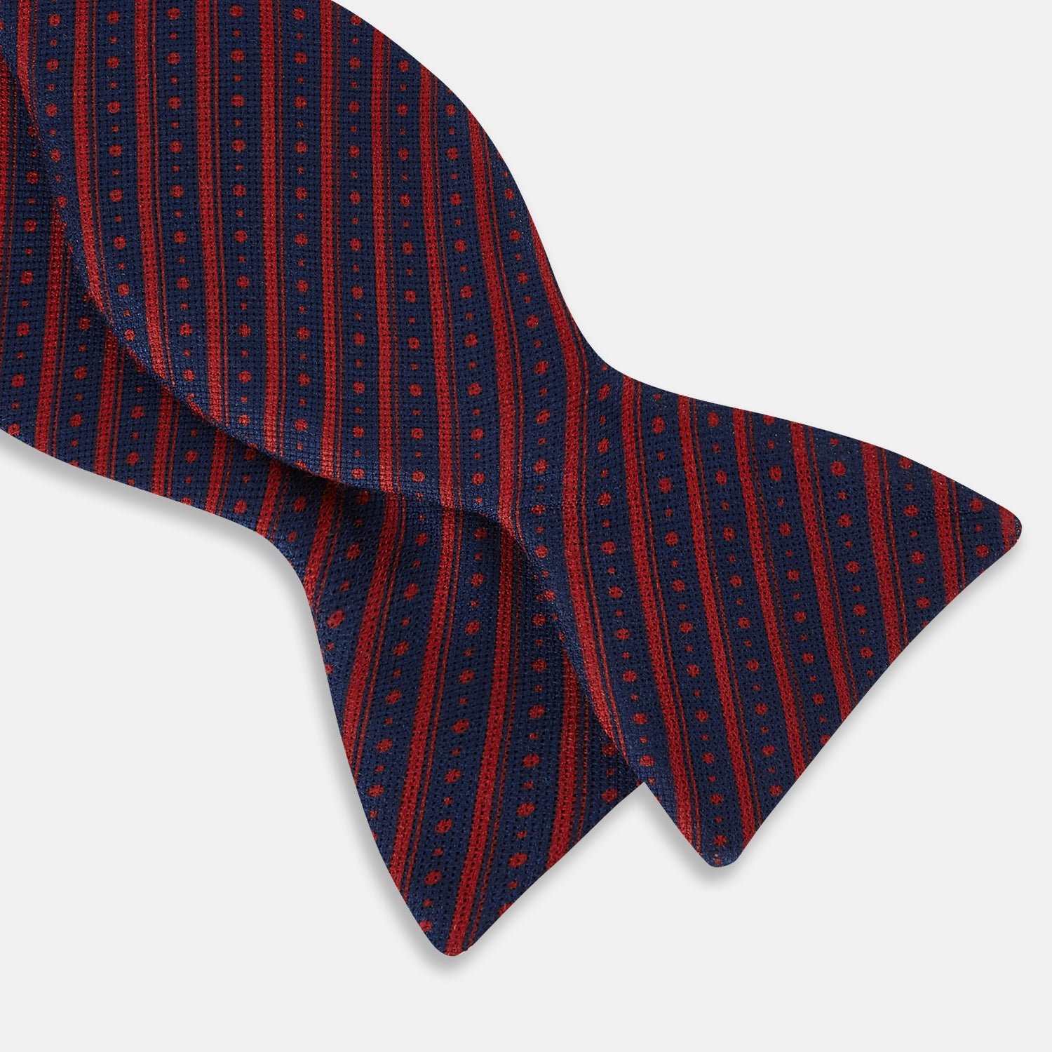 View 3 of product Red Beaded Ticking Stripe Printed Silk Bow Tie OS