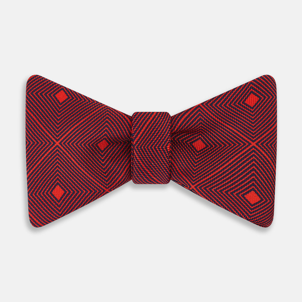 Tulip Red Concentric Diamond Printed Silk Bow Tie OS